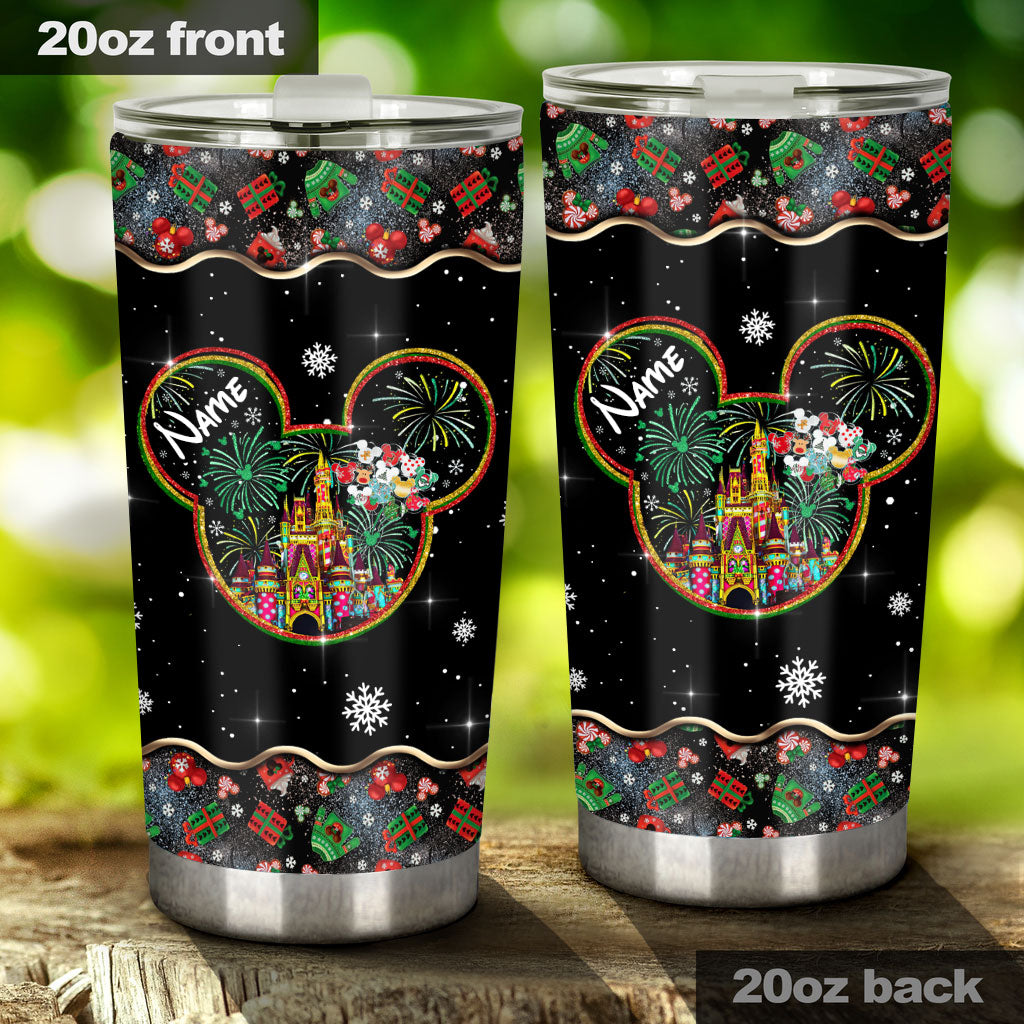 Personalized Merry Christmas Mouse Tumbler Custom Name Gift Tumbler GradoCreations