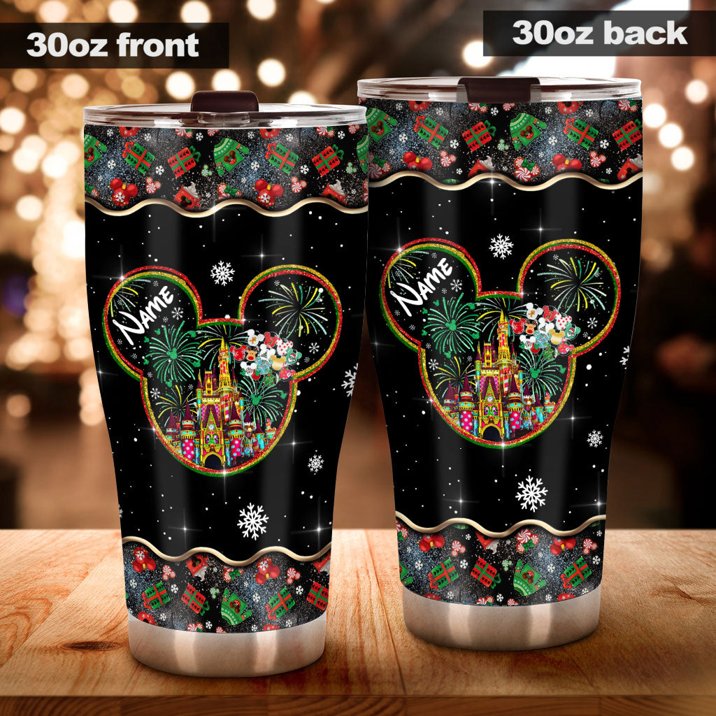 Personalized Merry Christmas Mouse Tumbler Custom Name Gift Tumbler GradoCreations