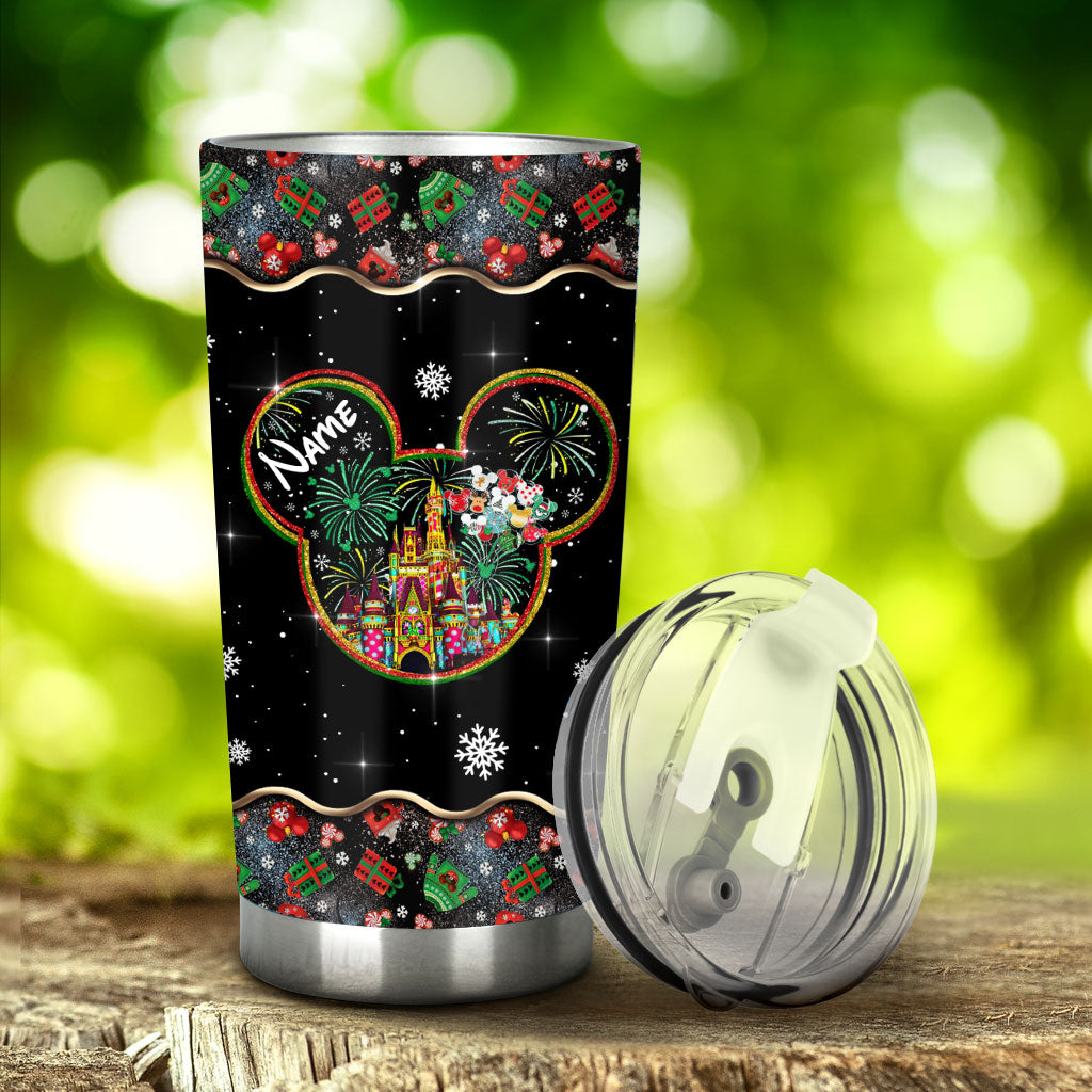Personalized Merry Christmas Mouse Tumbler Custom Name Gift Tumbler GradoCreations