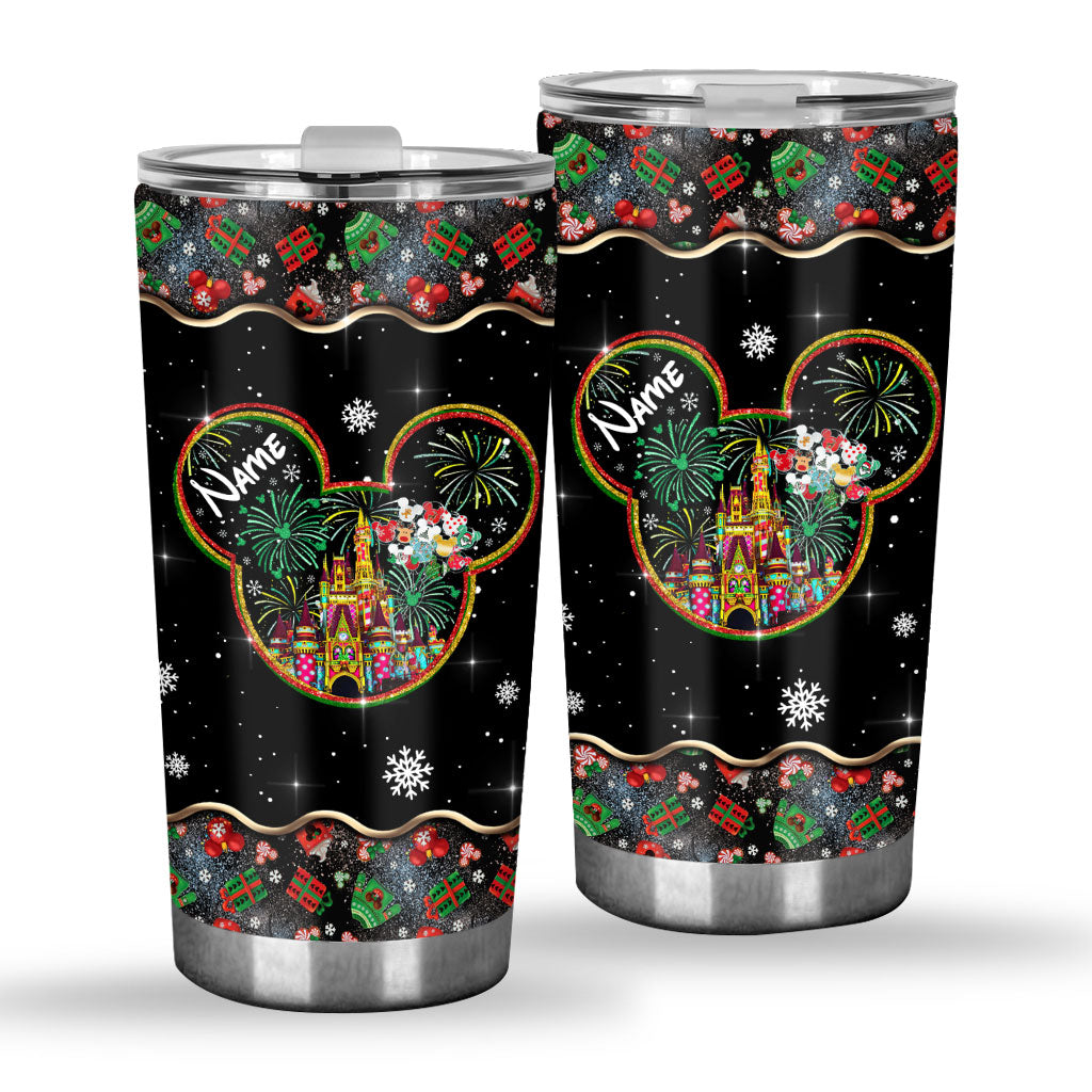 Personalized Merry Christmas Mouse Tumbler Custom Name Gift Tumbler GradoCreations