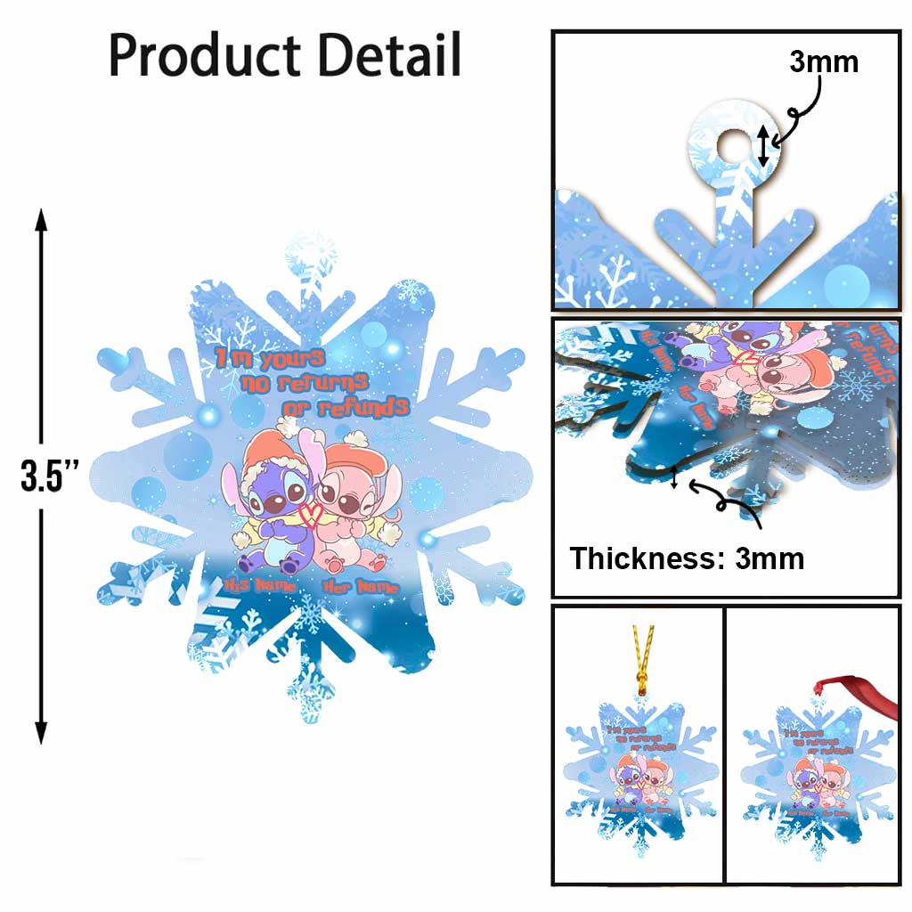 Personalized Christmas Snowflake Ornament Custom Names Gift for Couples Ornament GradoCreations