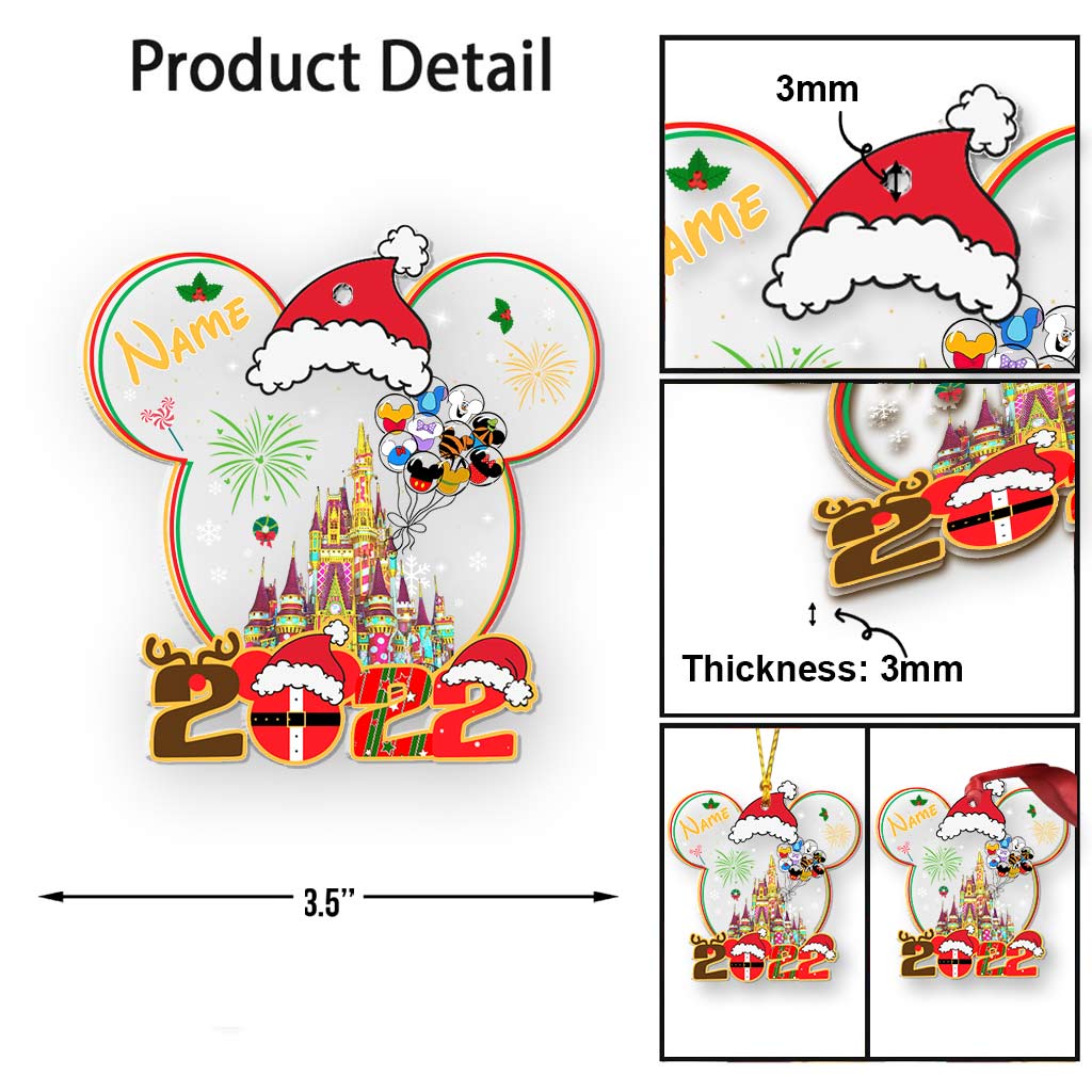 Personalized Christmas Mouse Ornament Custom Name Acrylic Gift One-sided Ornament GradoCreations