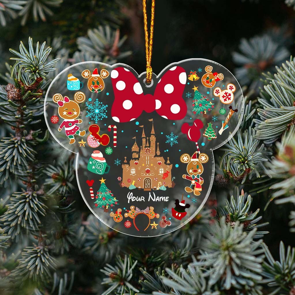 Personalized Christmas Mouse Transparent Ornament Custom Name Gift One-sided Ornament GradoCreations