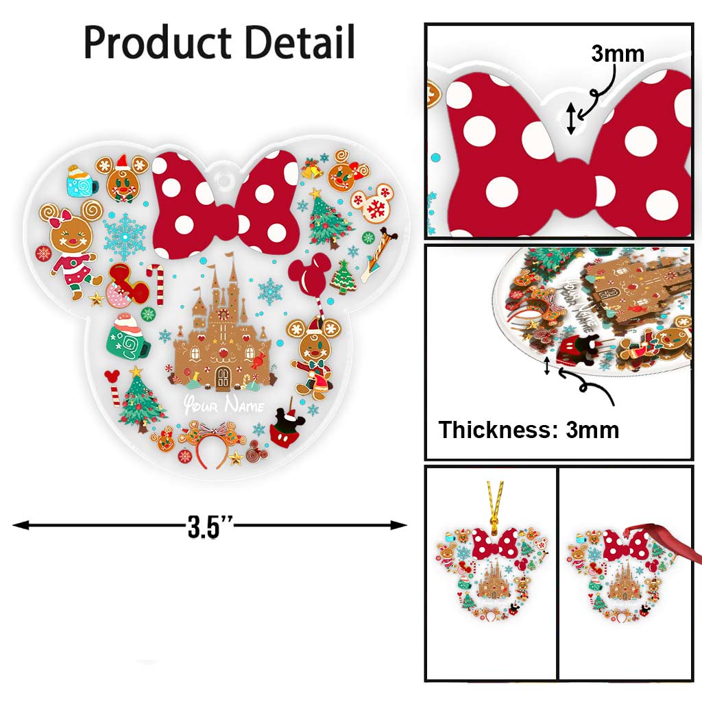 Personalized Christmas Mouse Transparent Ornament Custom Name Gift One-sided Ornament GradoCreations