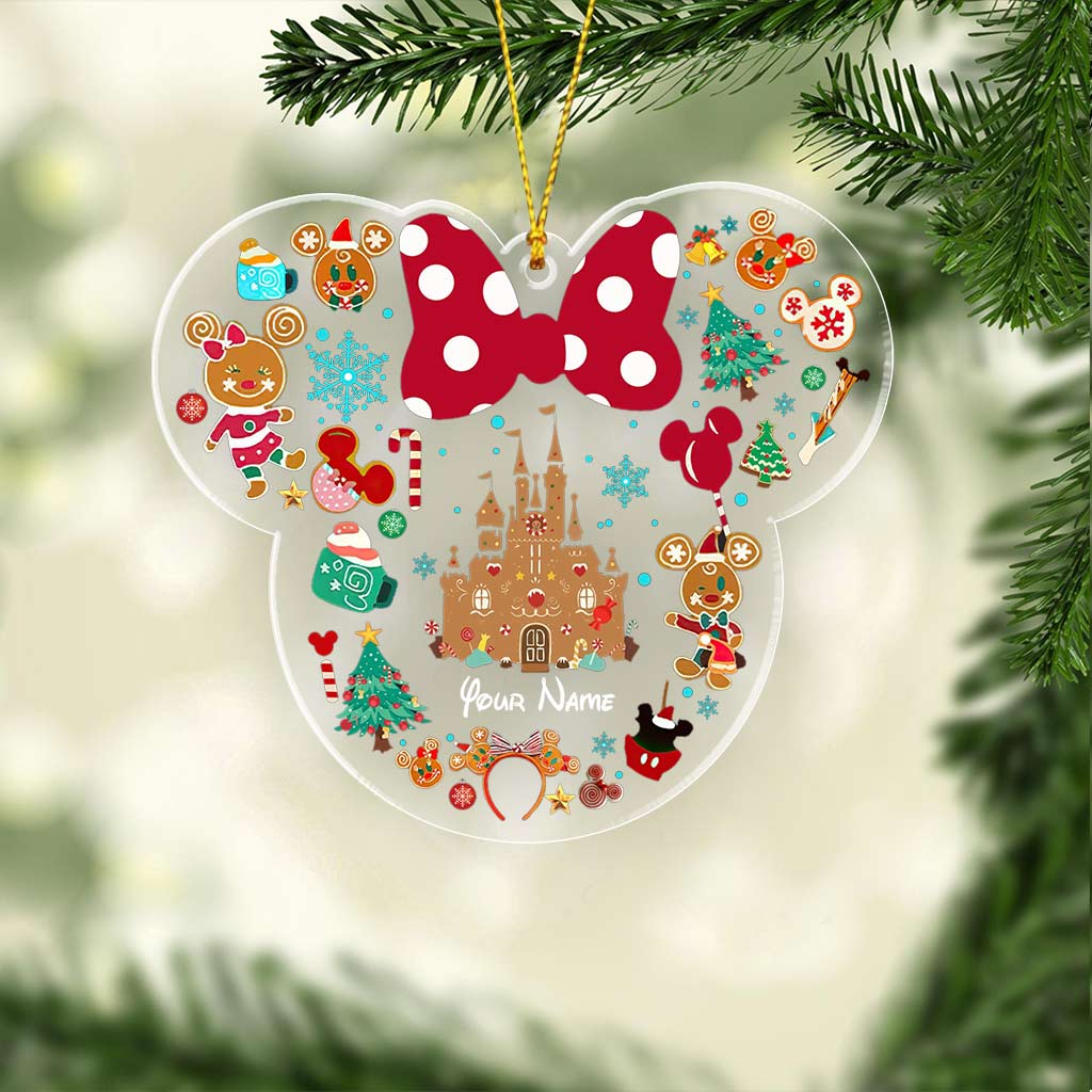 Personalized Christmas Mouse Transparent Ornament Custom Name Gift One-sided Ornament GradoCreations