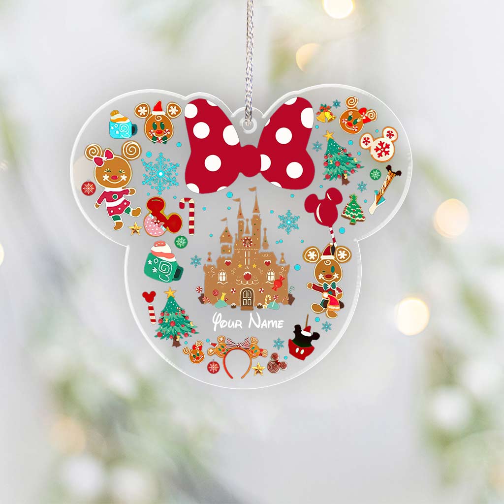 Personalized Christmas Mouse Transparent Ornament Custom Name Gift One-sided Ornament GradoCreations