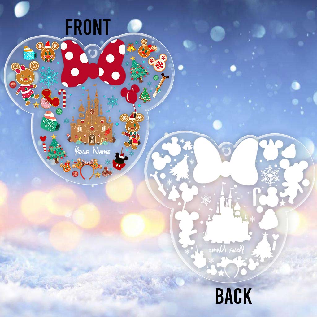 Personalized Christmas Mouse Transparent Ornament Custom Name Gift One-sided Ornament GradoCreations