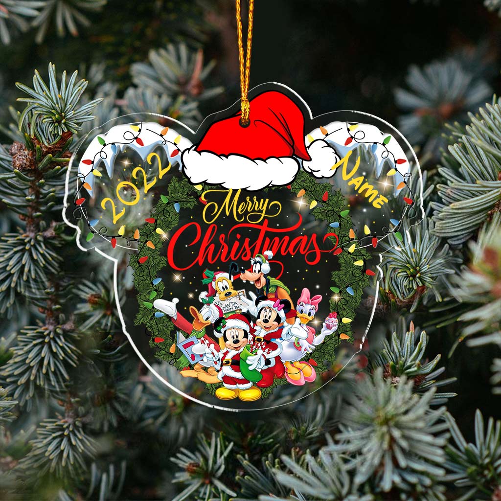 Personalized Christmas Mouse Transparent Ornament Gift for Family One-sided Ornament GradoCreations