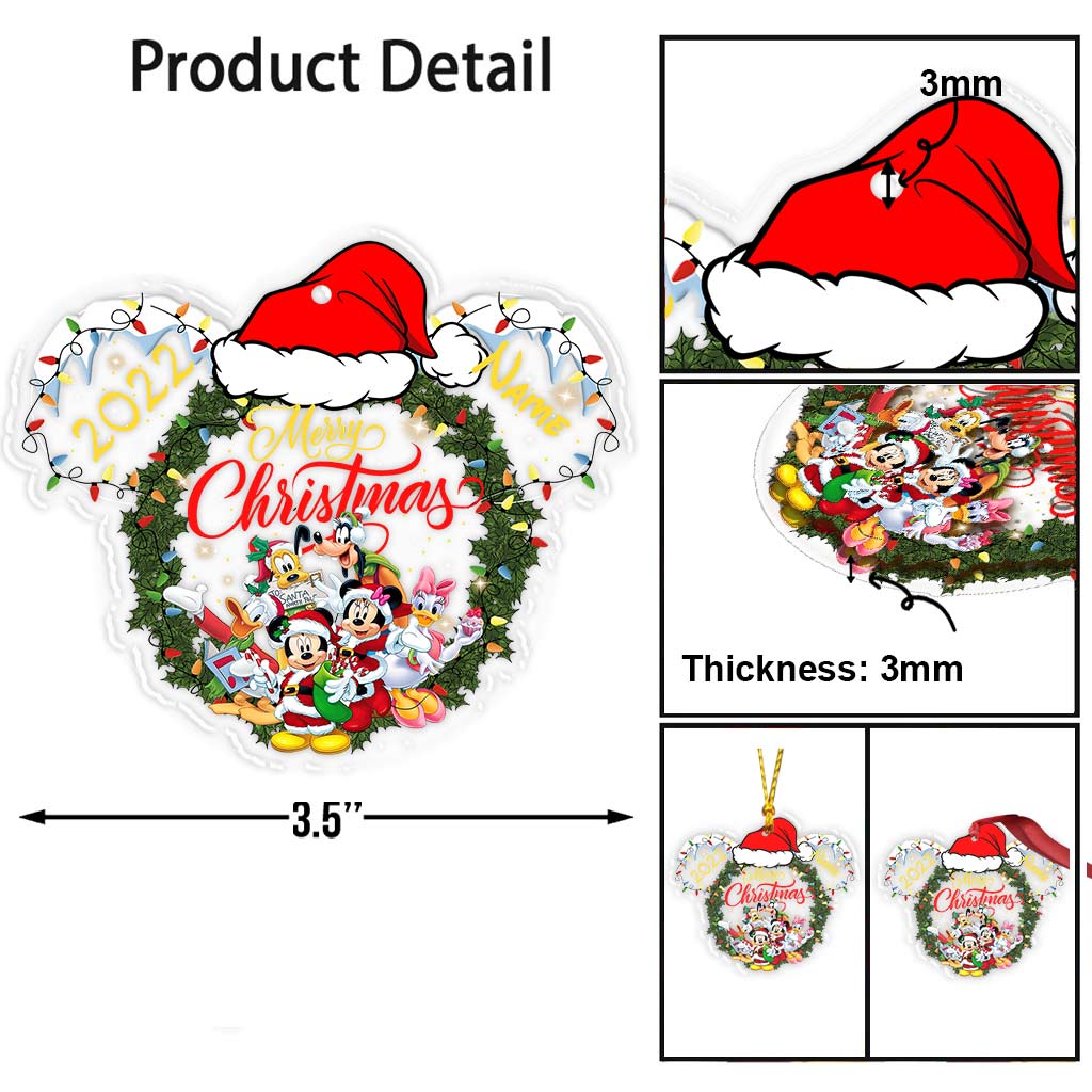 Personalized Christmas Mouse Transparent Ornament Gift for Family One-sided Ornament GradoCreations
