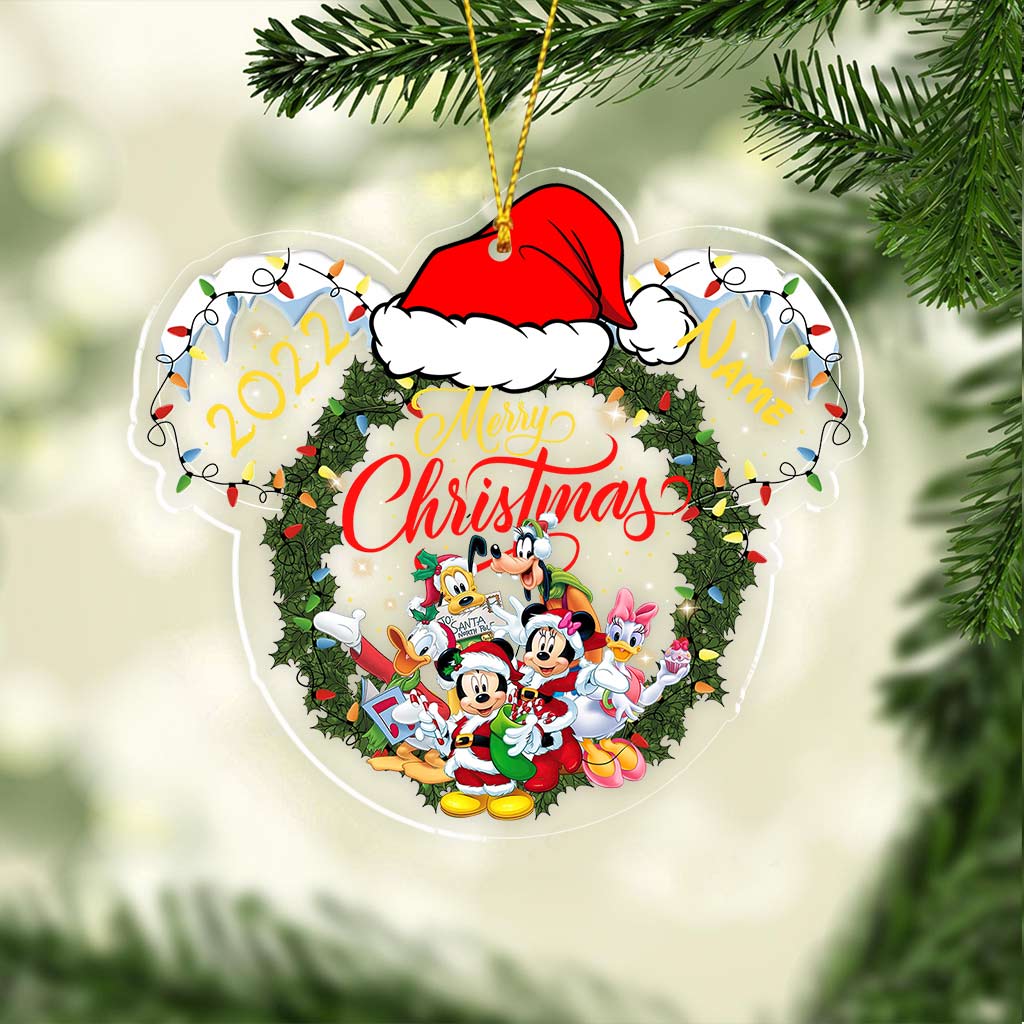 Personalized Christmas Mouse Transparent Ornament Gift for Family One-sided Ornament GradoCreations