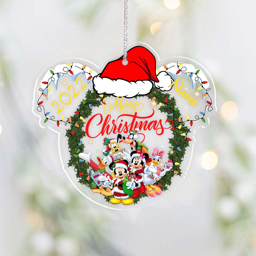 Personalized Christmas Mouse Transparent Ornament Gift for Family One-sided Ornament GradoCreations