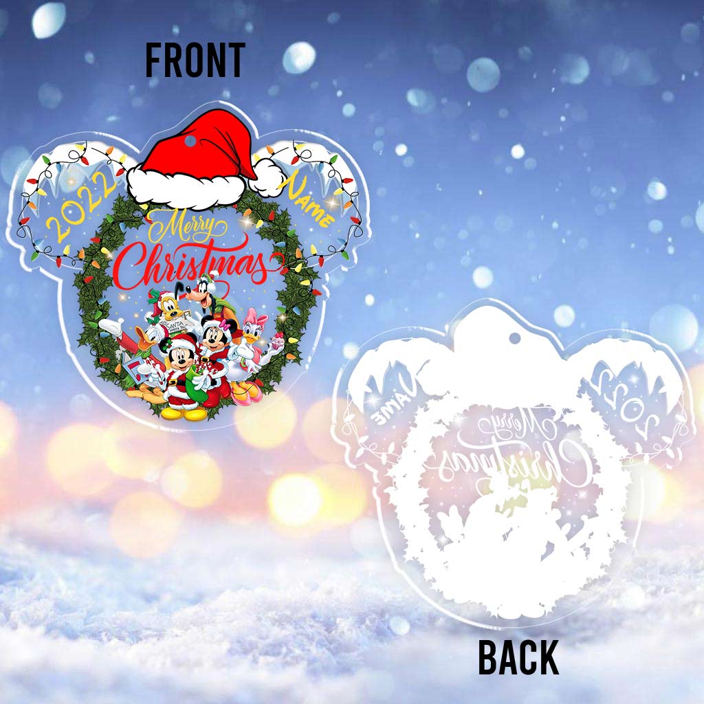 Personalized Christmas Mouse Transparent Ornament Gift for Family One-sided Ornament GradoCreations