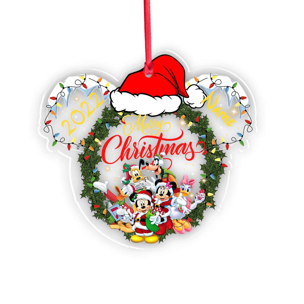 Personalized Christmas Mouse Transparent Ornament Gift for Family One-sided Ornament GradoCreations