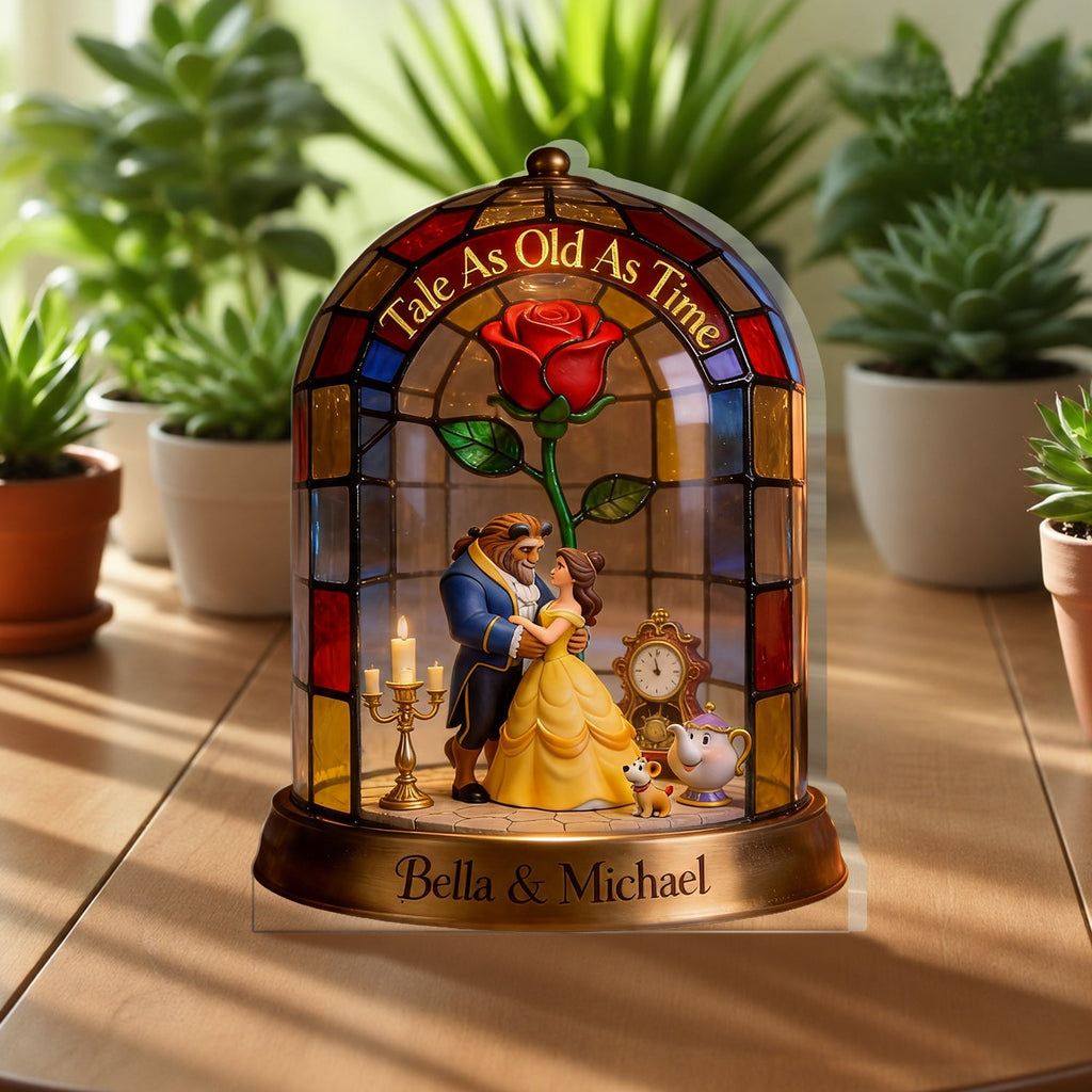 Personalized Beauty And The Beast Acrylic Plaque Gift for Couples 2-Side Printed Acrylic Plaque GradoCreations