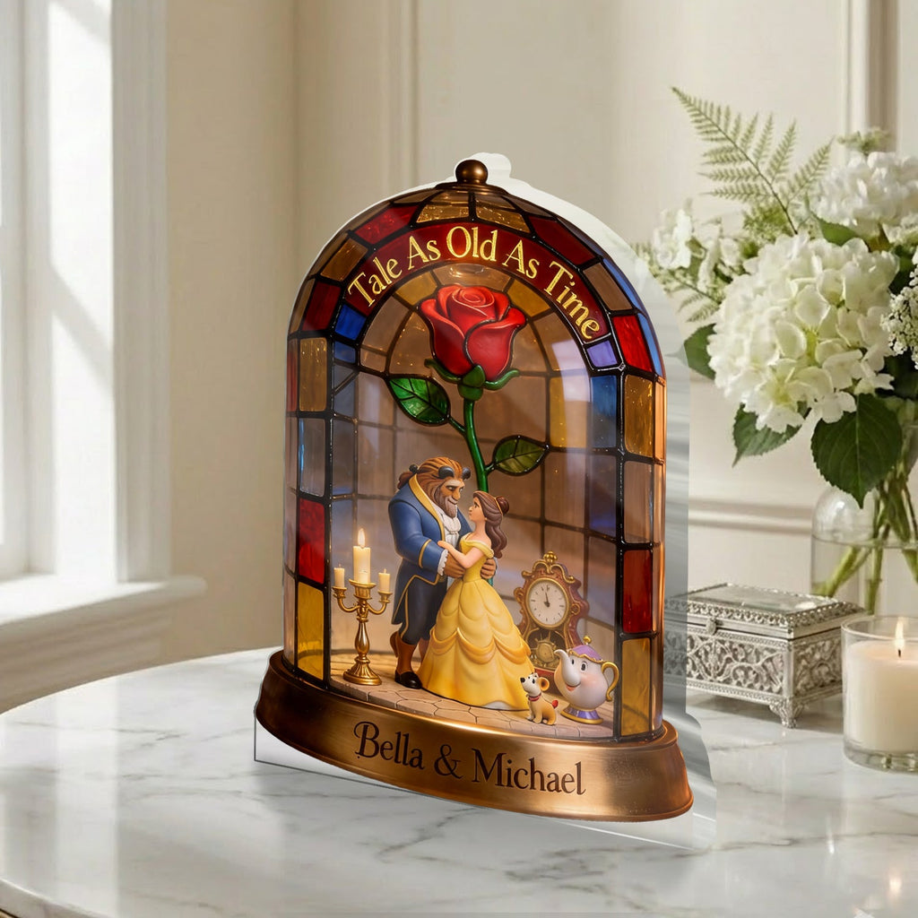 Personalized Beauty And The Beast Acrylic Plaque Gift for Couples 2-Side Printed Acrylic Plaque GradoCreations