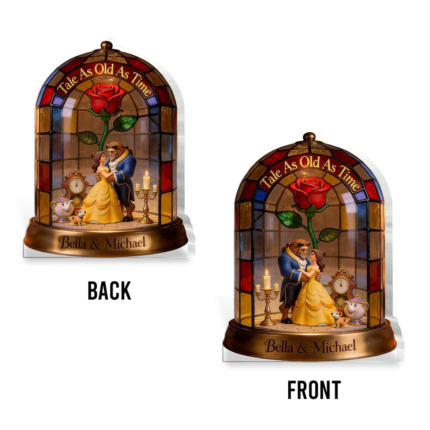 Personalized Beauty And The Beast Acrylic Plaque Gift for Couples 2-Side Printed Acrylic Plaque GradoCreations