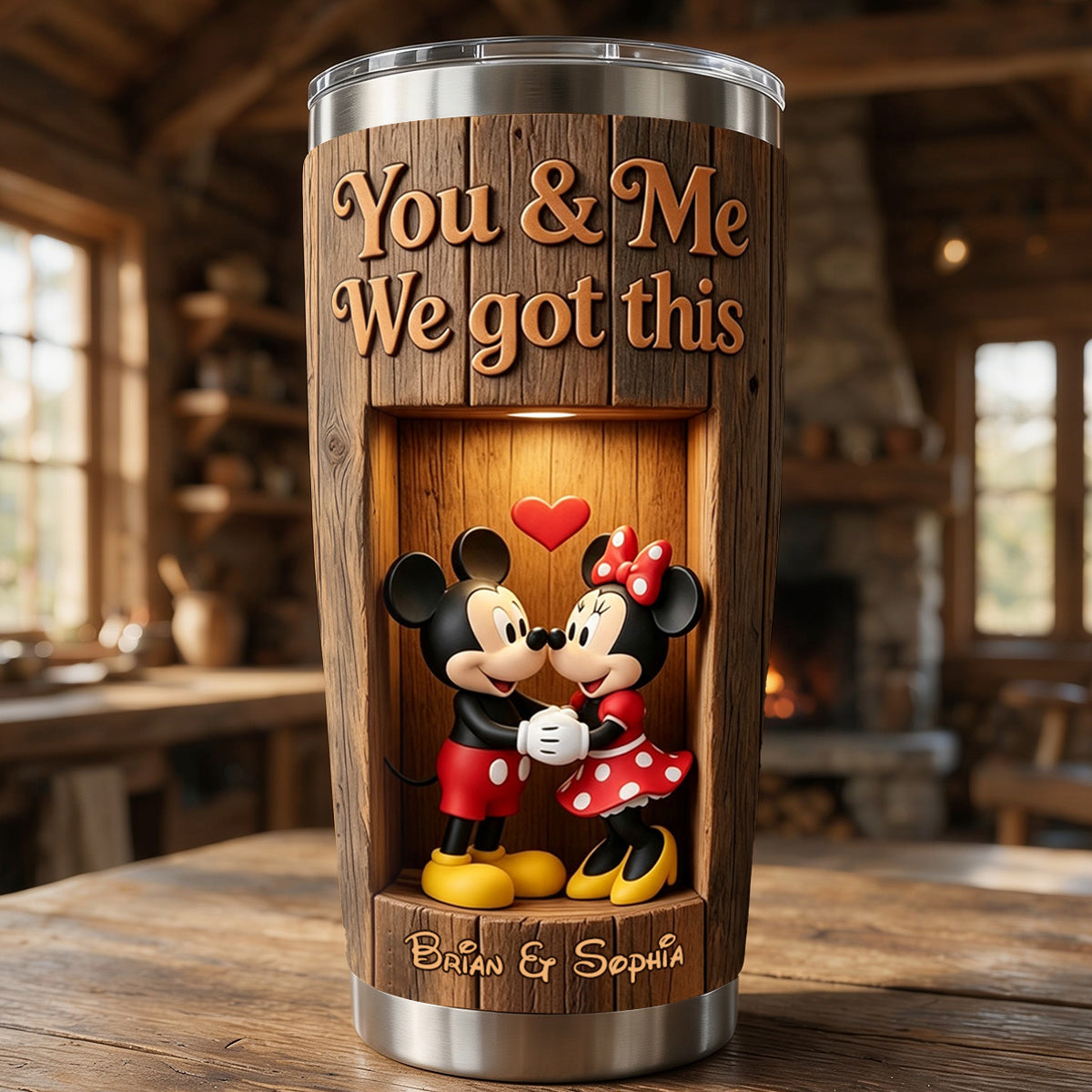 Personalized Stainless Steel Tumbler for Couples with 3D Design - Unique Gift for Anniversaries Tumbler GradoCreations