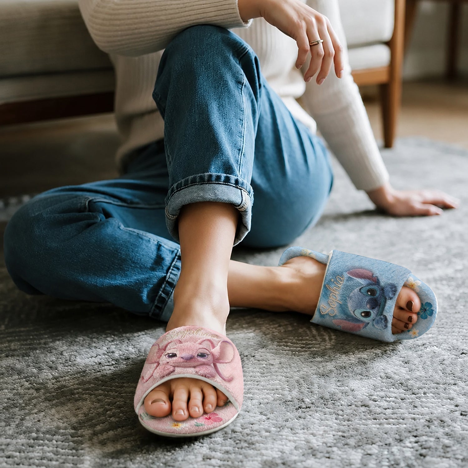 Personalized Open-Toe Slippers with Alien Monster Design for Kids Open-Toe Slippers GradoCreations