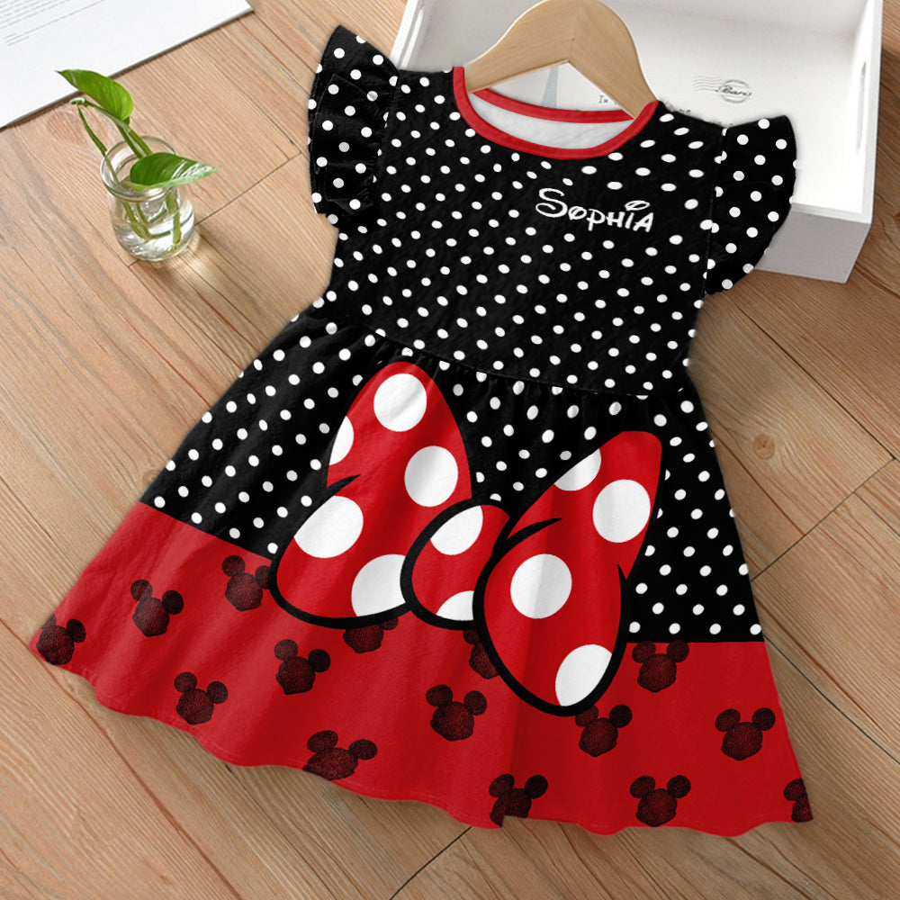 Personalized Disney-Inspired Kid Dress with Flutter Sleeves Gift for Girls Kid Dress GradoCreations