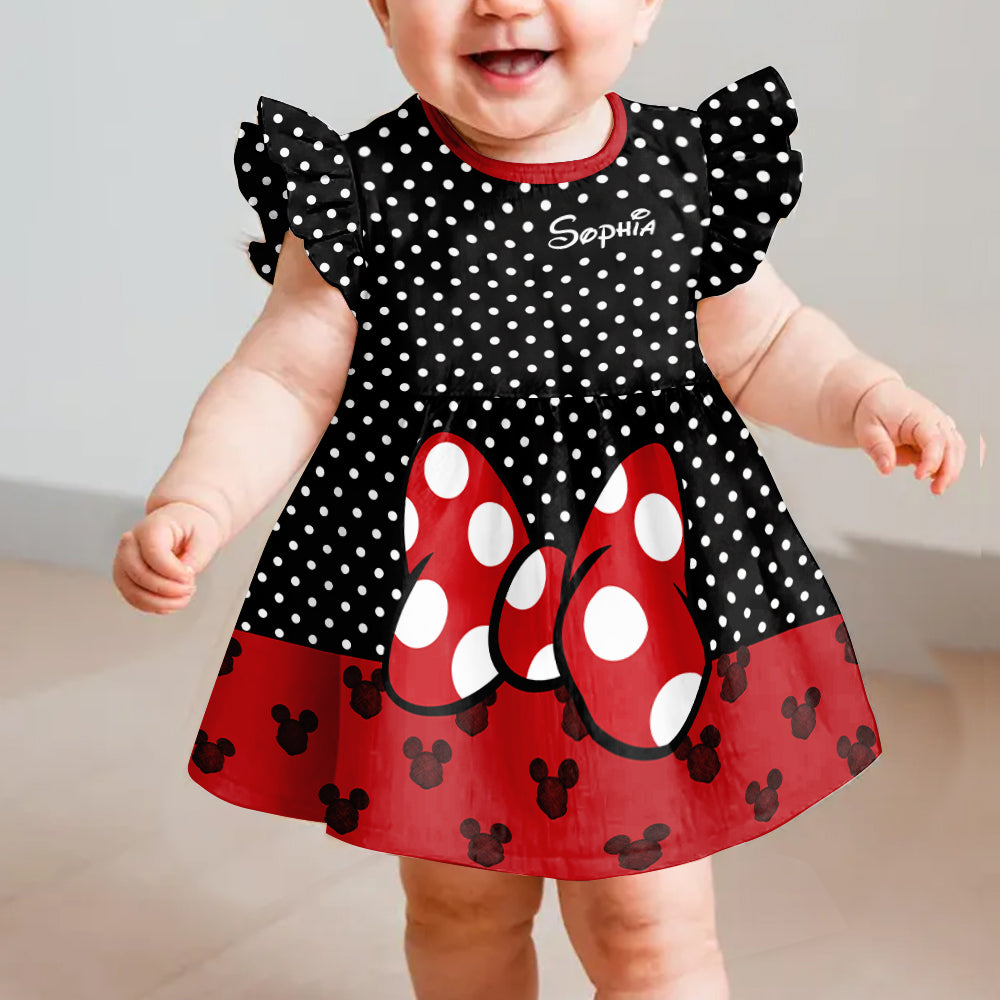 Personalized Polka Dot Ruffle Sleeve Dress for Girls Kid Ruffle Sleeve Dress GradoCreations