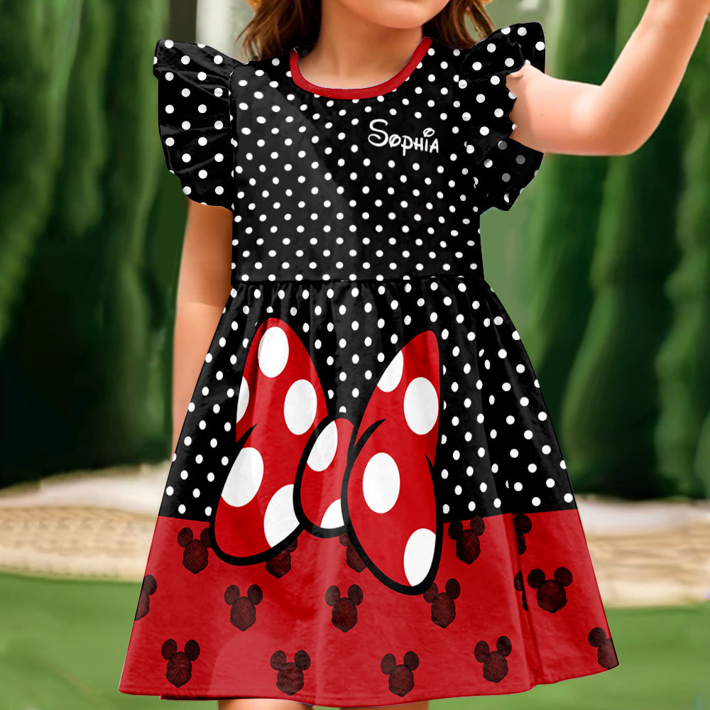 Personalized Polka Dot Ruffle Sleeve Dress for Girls Kid Ruffle Sleeve Dress GradoCreations