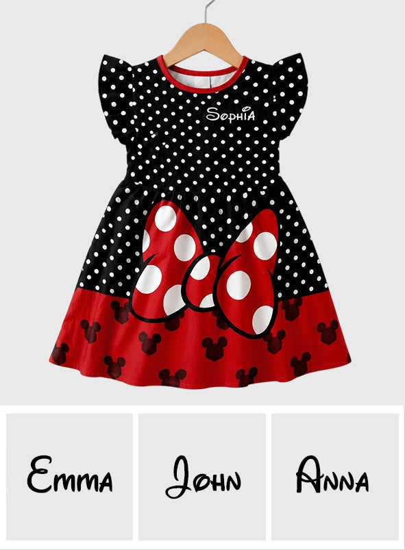 Personalized Polka Dot Ruffle Sleeve Dress for Girls Kid Ruffle Sleeve Dress GradoCreations