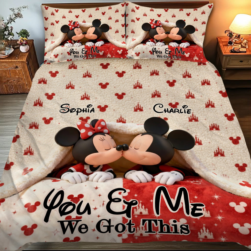 Personalized Mouse Quilt Set with Names for Couples | Unique Gift Quilt Set GradoCreations