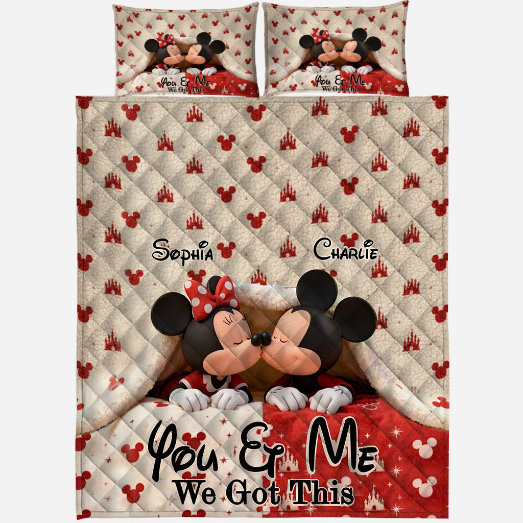 Personalized Mouse Quilt Set with Names for Couples | Unique Gift Quilt Set GradoCreations