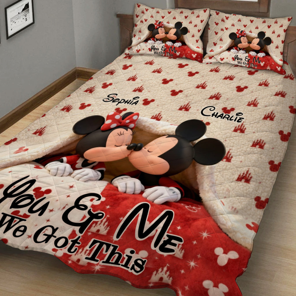 Personalized Mouse Quilt Set with Names for Couples | Unique Gift Quilt Set GradoCreations