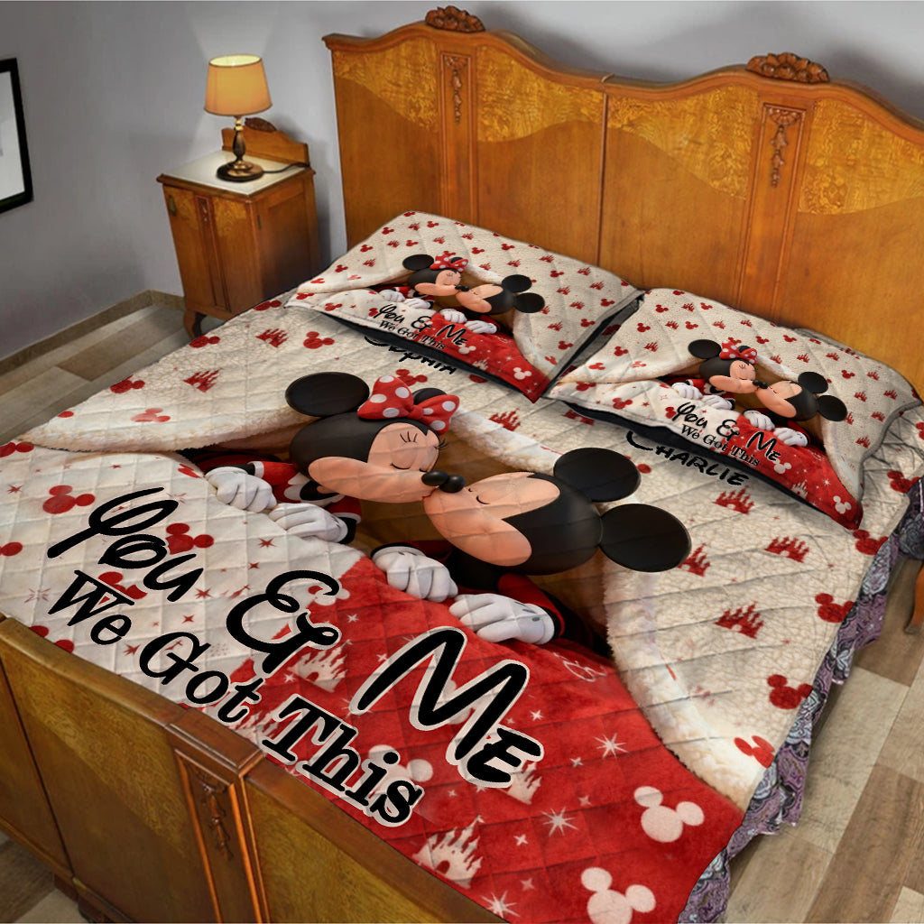 Personalized Mouse Quilt Set with Names for Couples | Unique Gift Quilt Set GradoCreations