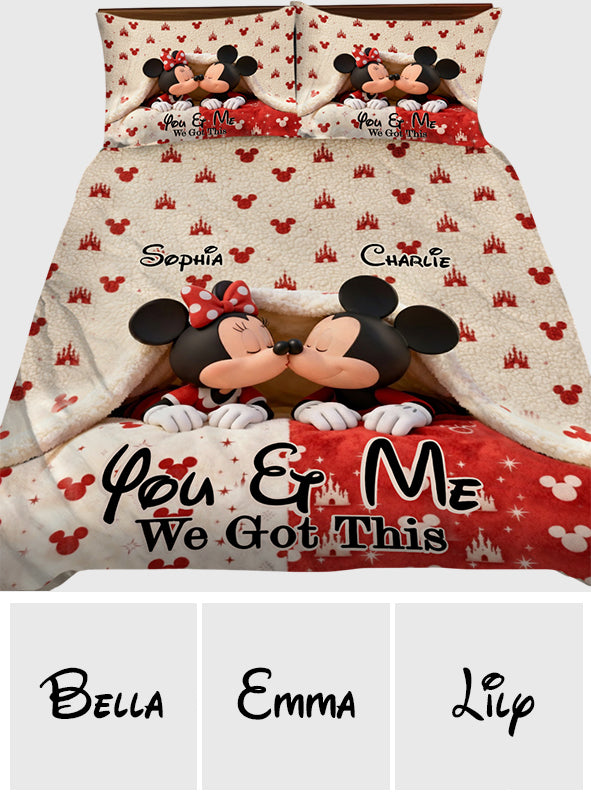Personalized Mouse Quilt Set with Names for Couples | Unique Gift Quilt Set GradoCreations