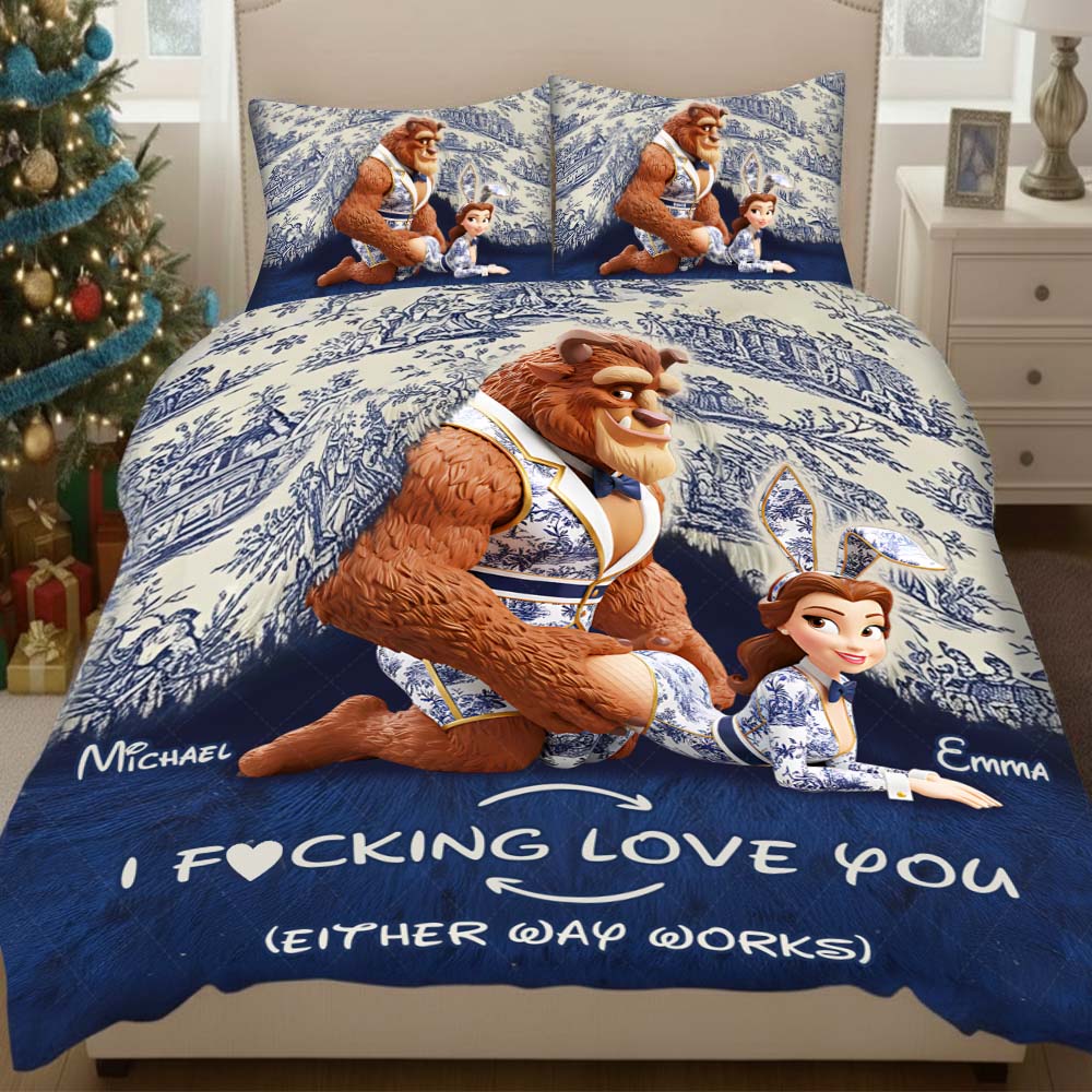 Personalized Couple Quilt Set with Custom Name for Anniversary Gift Quilt Set GradoCreations