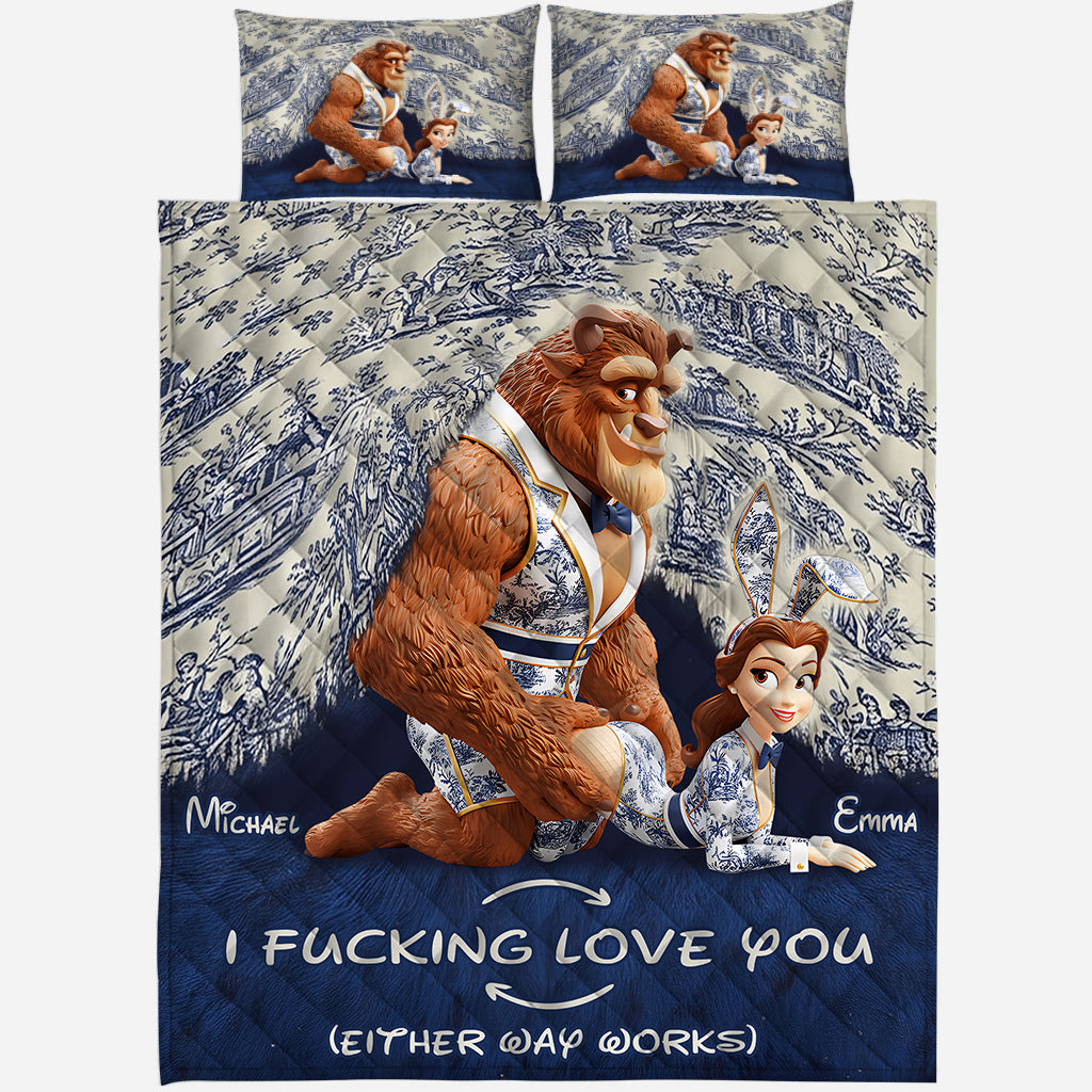 Personalized Couple Quilt Set with Custom Name for Anniversary Gift Quilt Set GradoCreations