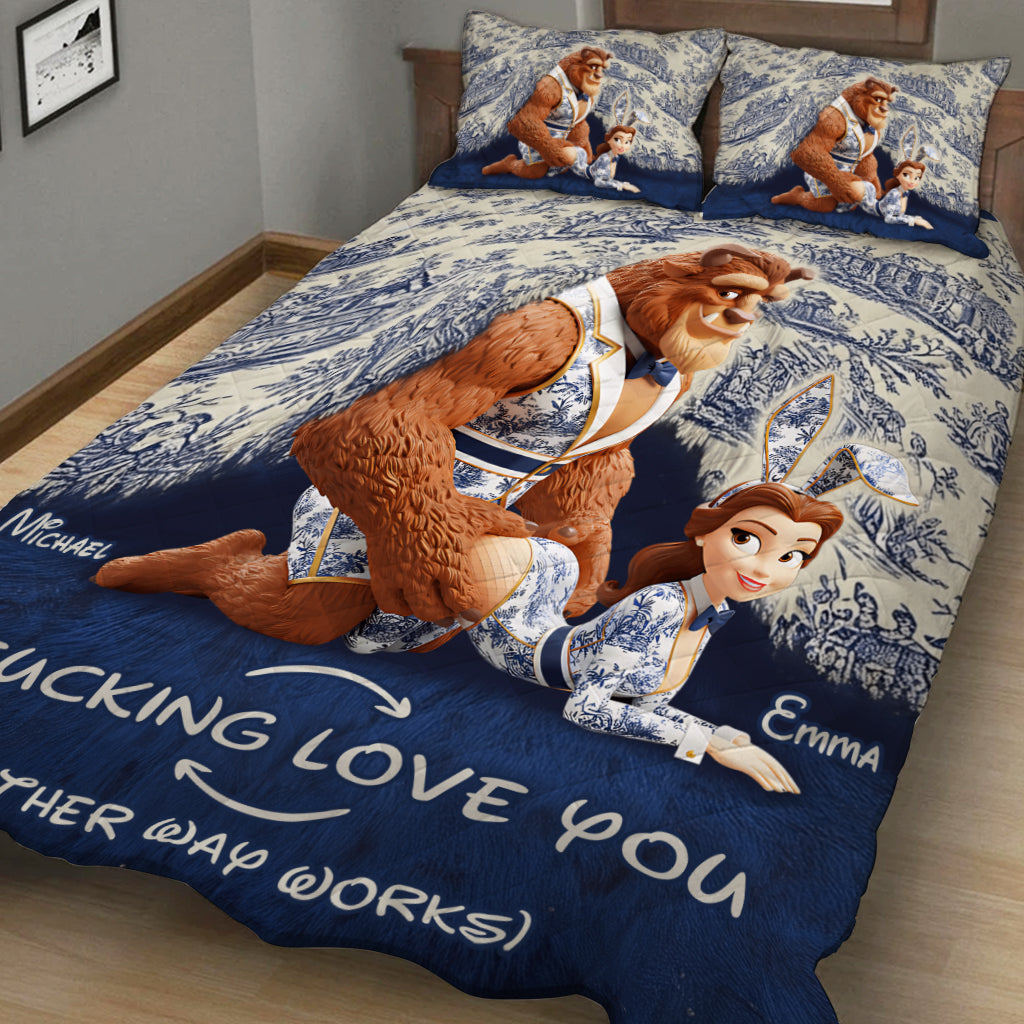 Personalized Couple Quilt Set with Custom Name for Anniversary Gift Quilt Set GradoCreations