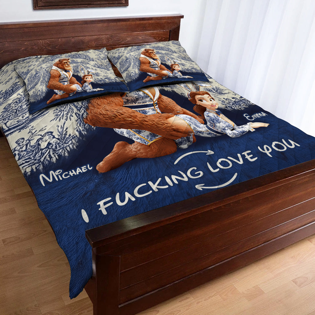 Personalized Couple Quilt Set with Custom Name for Anniversary Gift Quilt Set GradoCreations