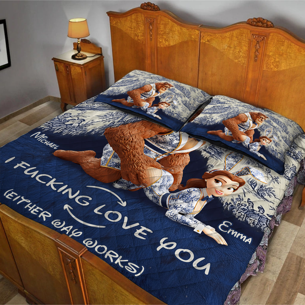 Personalized Couple Quilt Set with Custom Name for Anniversary Gift Quilt Set GradoCreations