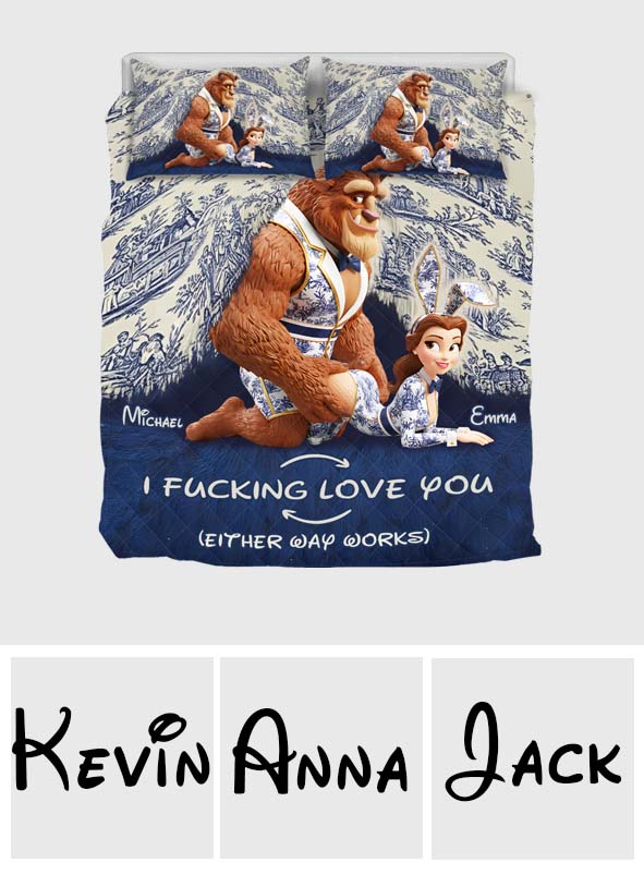 Personalized Couple Quilt Set with Custom Name for Anniversary Gift Quilt Set GradoCreations