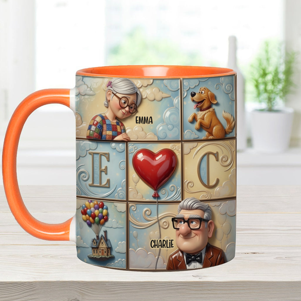 Personalized Couple Accent Mug Custom Names Heart Design Gift Accent Mug GradoCreations