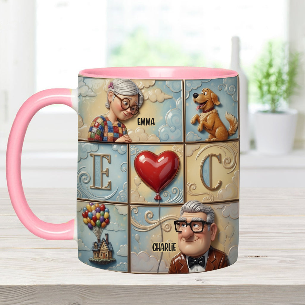 Personalized Couple Accent Mug Custom Names Heart Design Gift Accent Mug GradoCreations