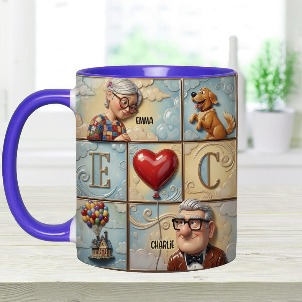 Personalized Couple Accent Mug Custom Names Heart Design Gift Accent Mug GradoCreations