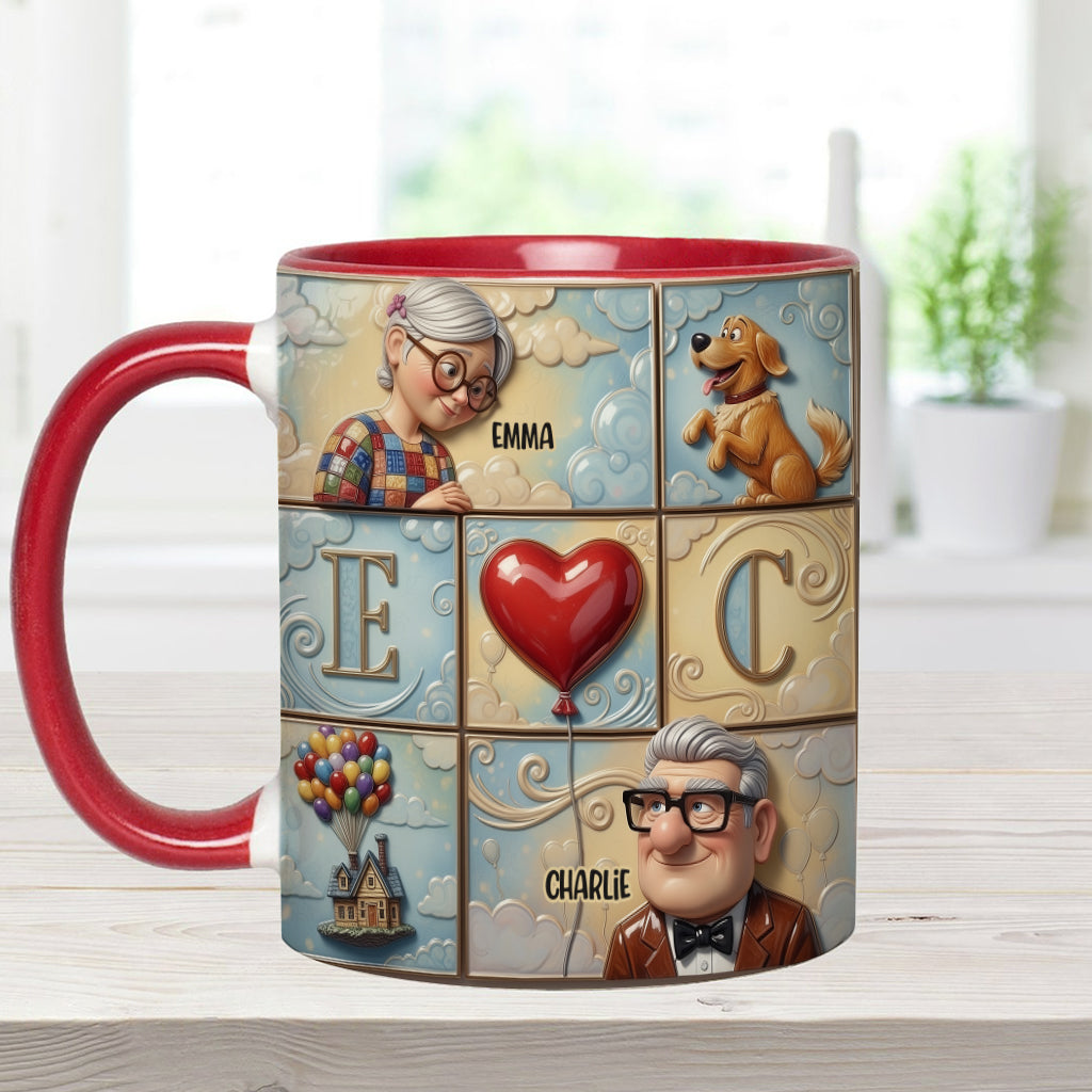 Personalized Couple Accent Mug Custom Names Heart Design Gift Accent Mug GradoCreations