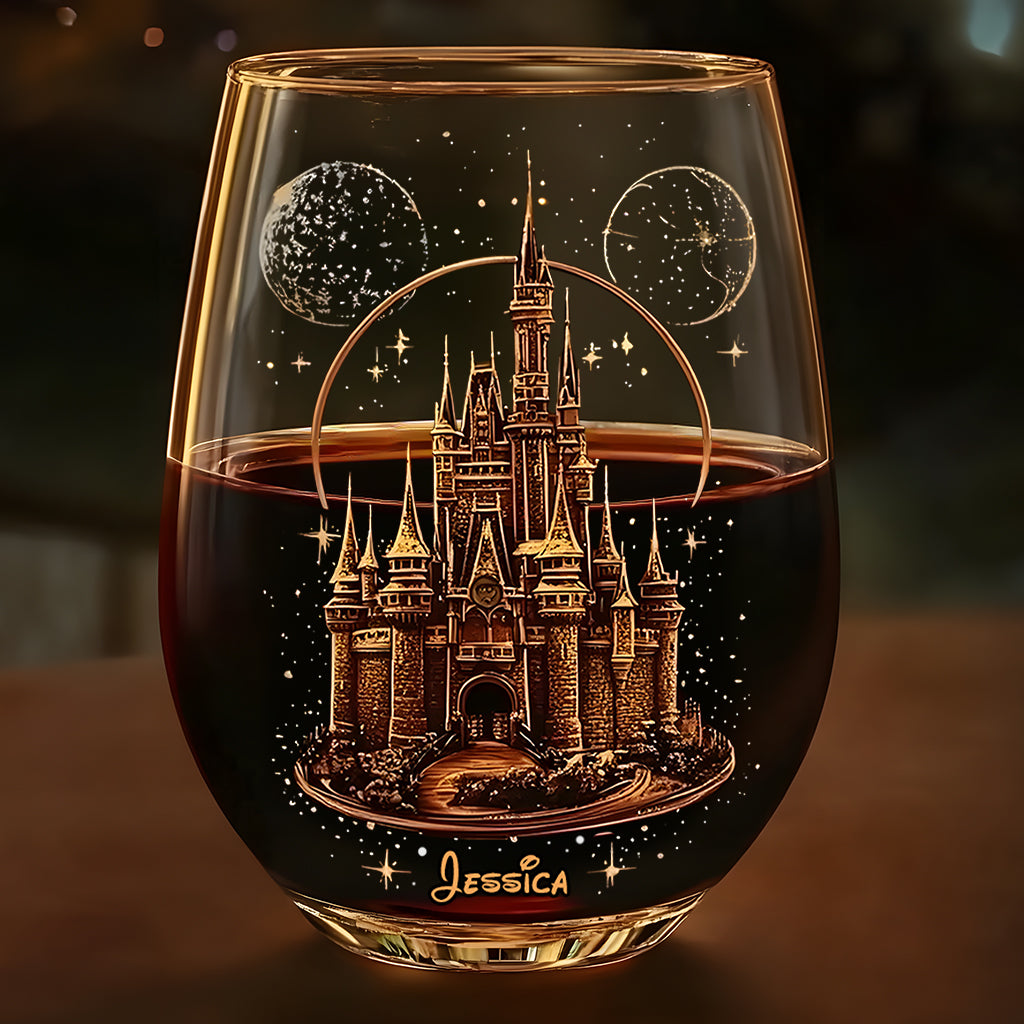 Personalized Magical Castle All Over Wine Glass Gift Idea All Over Wine Glass GradoCreations