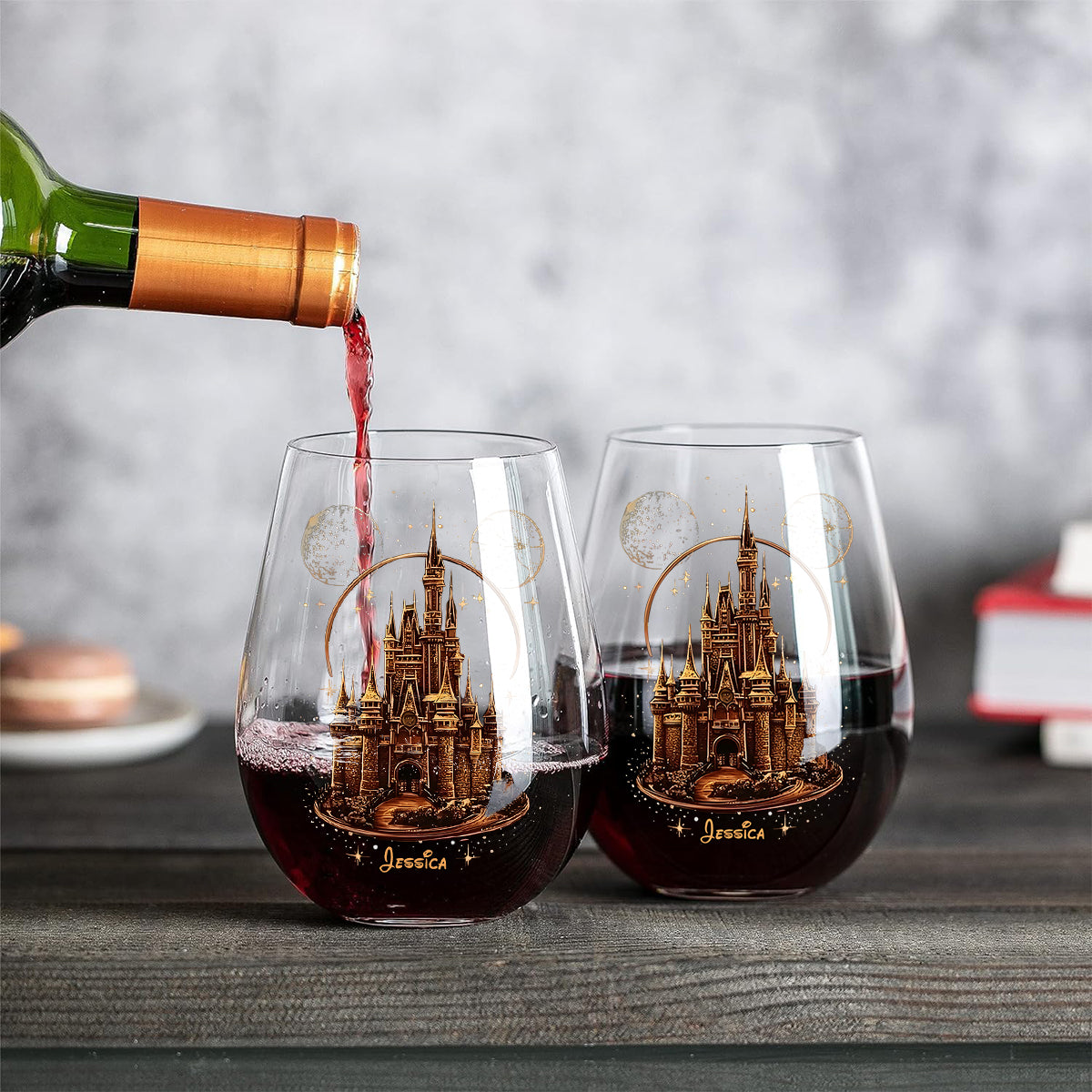 Personalized Magical Castle All Over Wine Glass Gift Idea All Over Wine Glass GradoCreations
