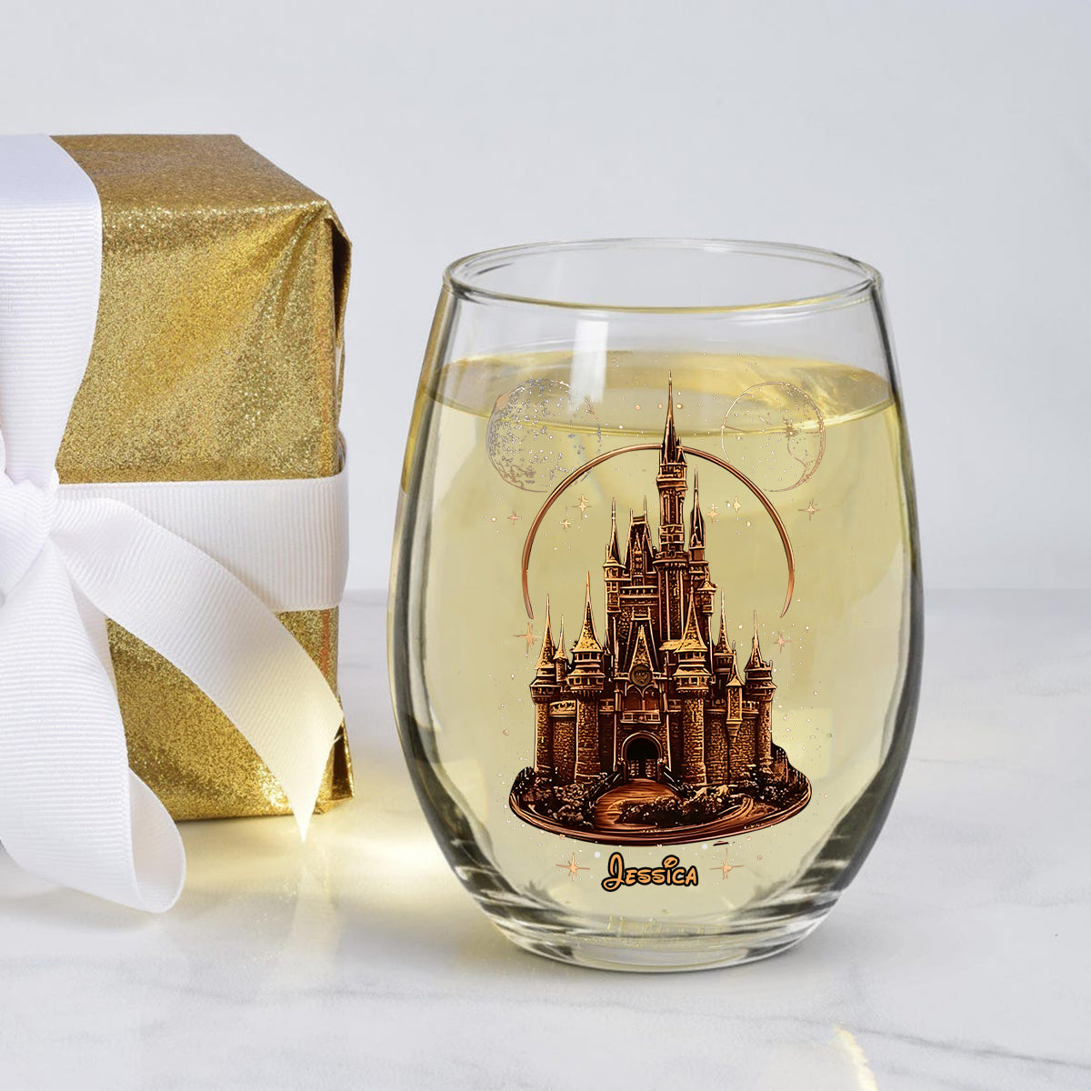 Personalized Magical Castle All Over Wine Glass Gift Idea All Over Wine Glass GradoCreations