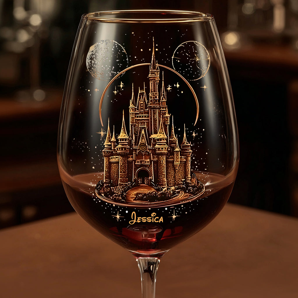 Personalized Magical Castle Wine Glass Long Stem Gift for Her Wine Glass With Long Stem GradoCreations