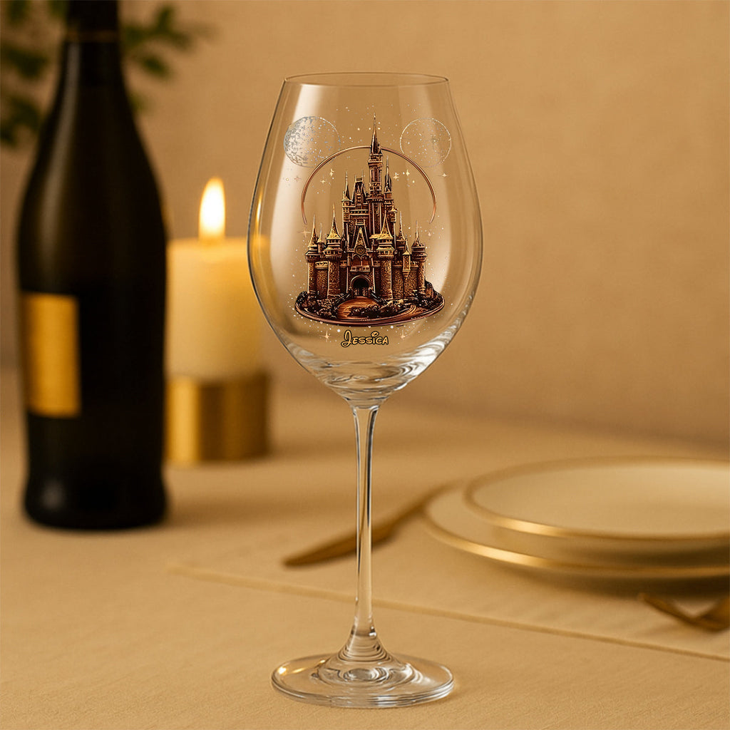Personalized Magical Castle Wine Glass Long Stem Gift for Her Wine Glass With Long Stem GradoCreations