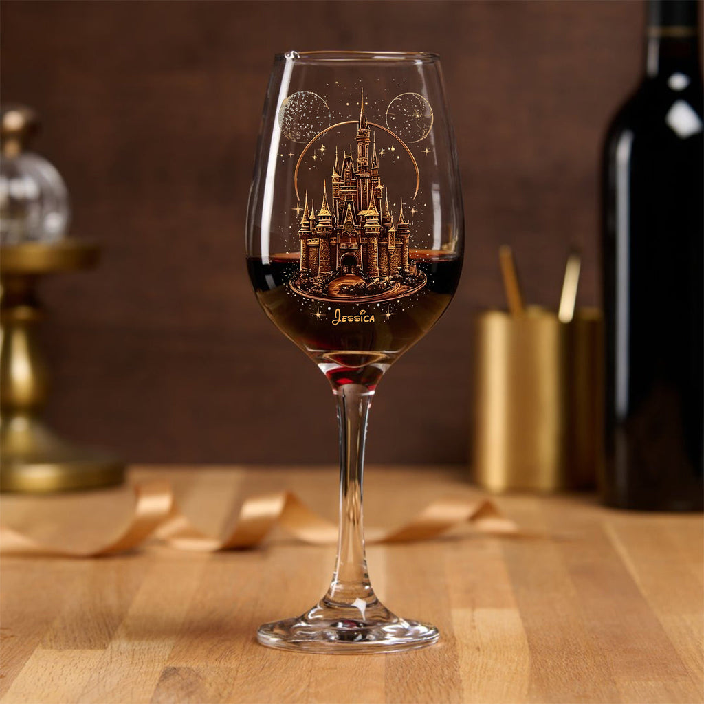 Personalized Magical Castle Wine Glass Long Stem Gift for Her Wine Glass With Long Stem GradoCreations