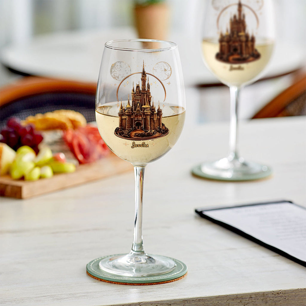 Personalized Magical Castle Wine Glass Long Stem Gift for Her Wine Glass With Long Stem GradoCreations