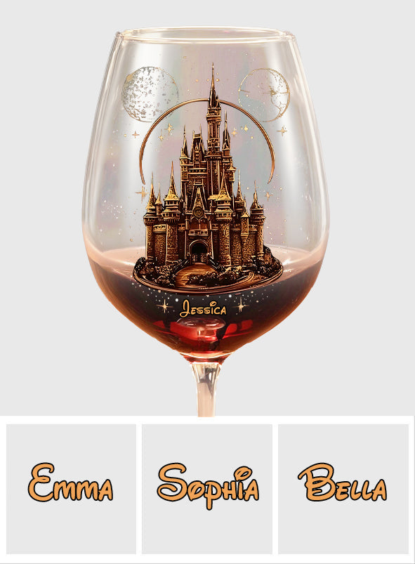Personalized Magical Castle Wine Glass Long Stem Gift for Her Wine Glass With Long Stem GradoCreations