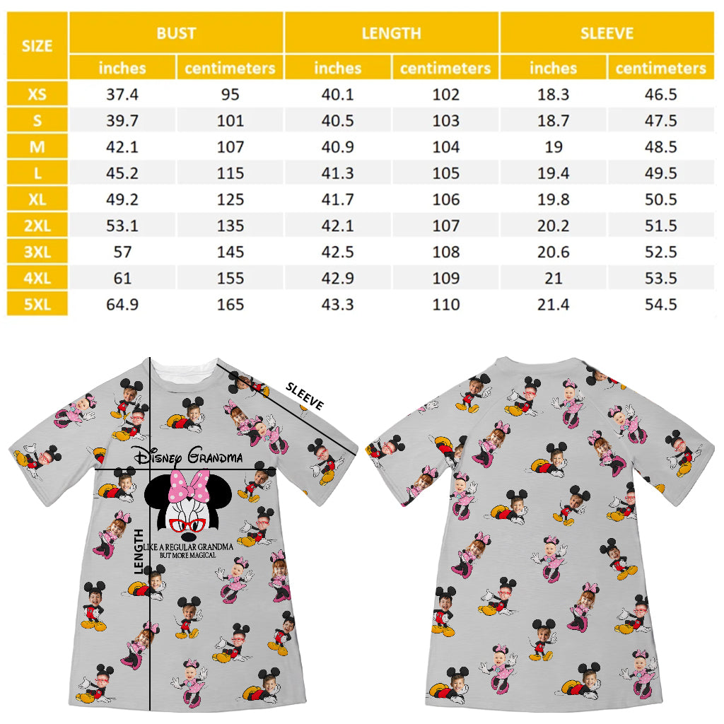 Personalized Disney Grandma Sleep T-shirt Dress Custom Design Gift Sleep T-shirt Dress GradoCreations